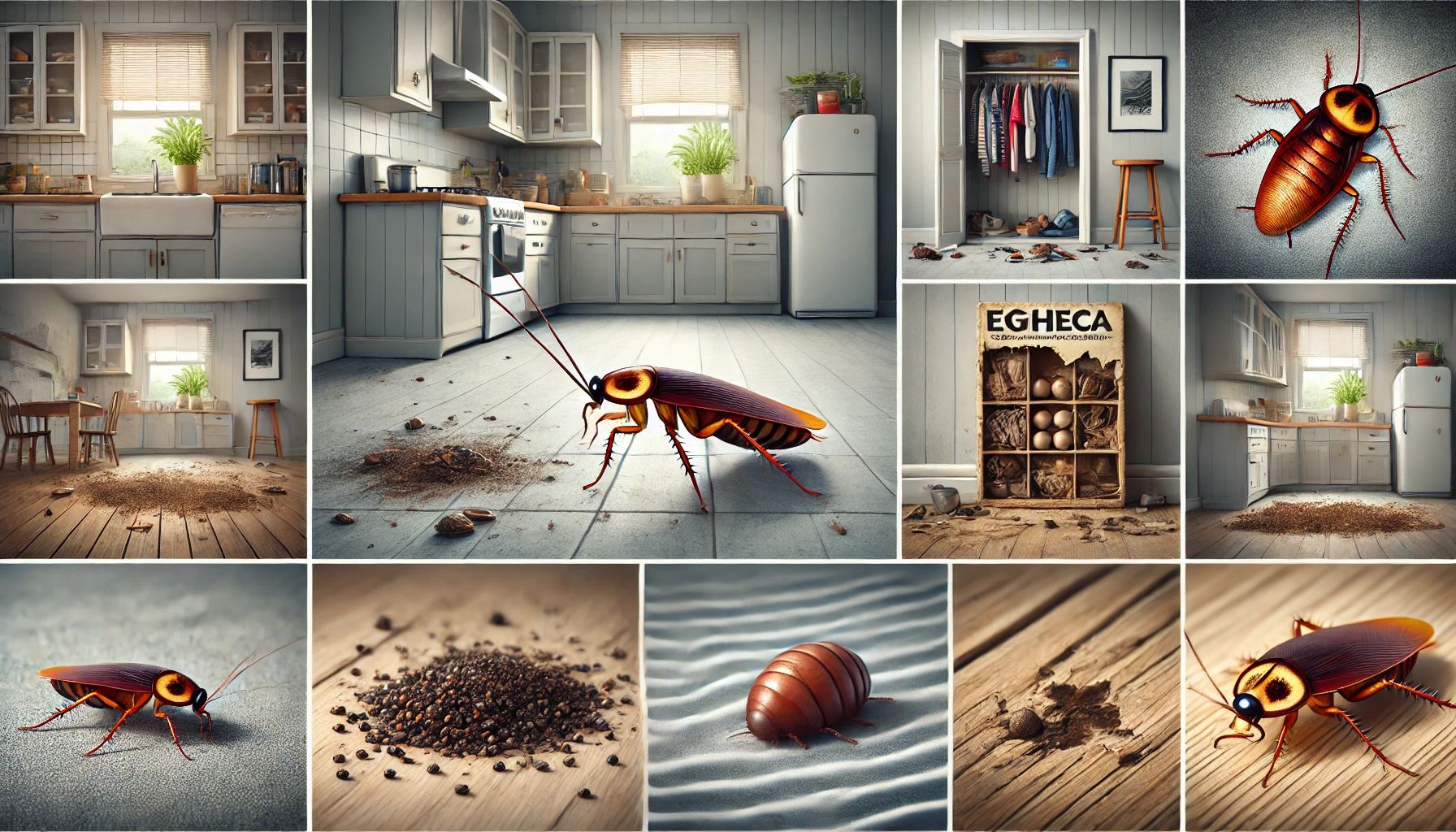 DALL·E-2025-04-22-10.42.32-A-realistic-and-informative-wide-aspect-image-illustrating-the-key-signs-of-a-cockroach-infestation-in-a-home-environment.-The-scene-is-a-split-view-o